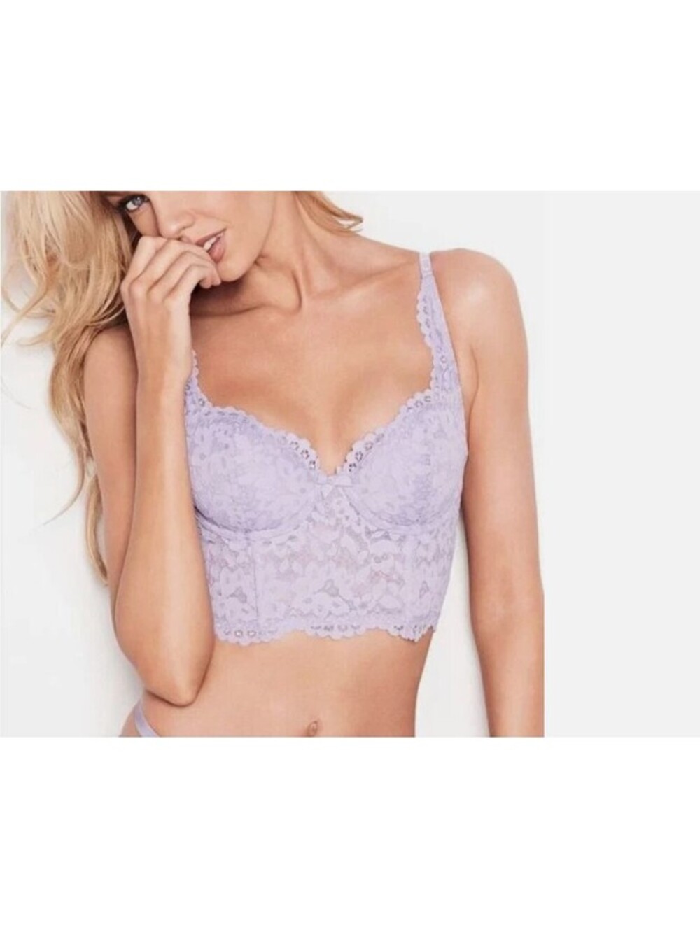 Victoria Secret Body 36DD Lined Demi Lilac Purple Lace Longline Underwire Bra